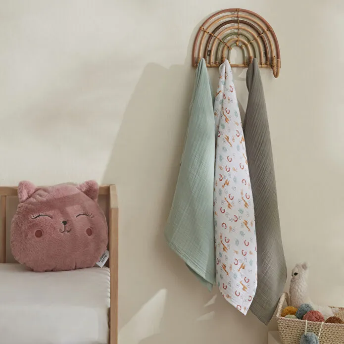 Karaca Home Jungle 100% Cotton Baby Muslin Set 65x65 cm - Green/Grey/White, 8680214393185