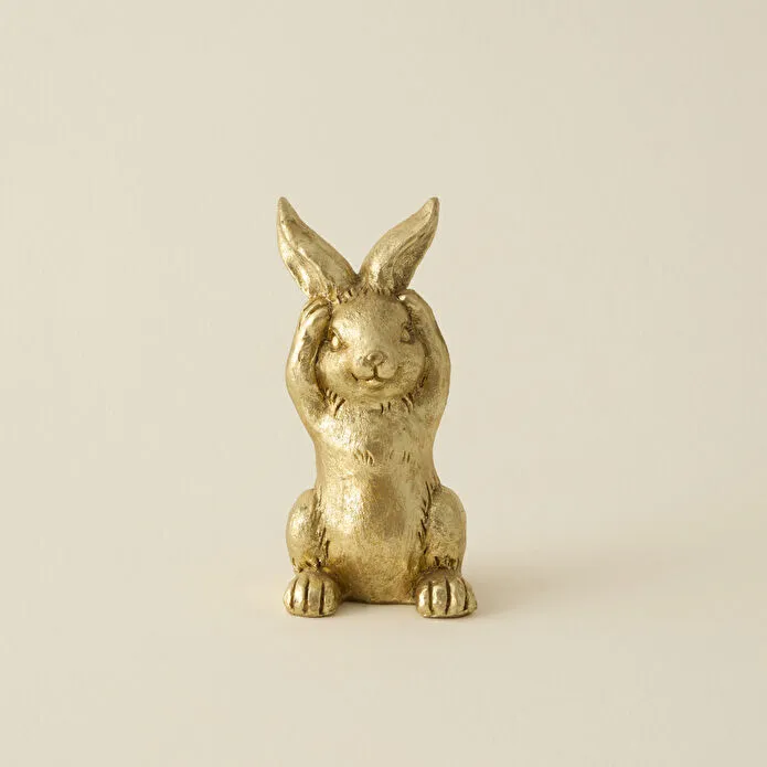 Karaca Home Helen Bunny Not Listening Trinket Gold Decorative Figurine 20 cm