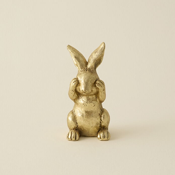 Karaca Home Helen Bunny Not Watching Trinket Gold Decorative Figurine 20 cm