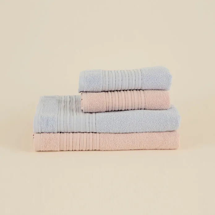 Karaca Home Line Soft 100% Cotton 4-Piece Turkish Bath Set - Pink/Blue, 8680214416969