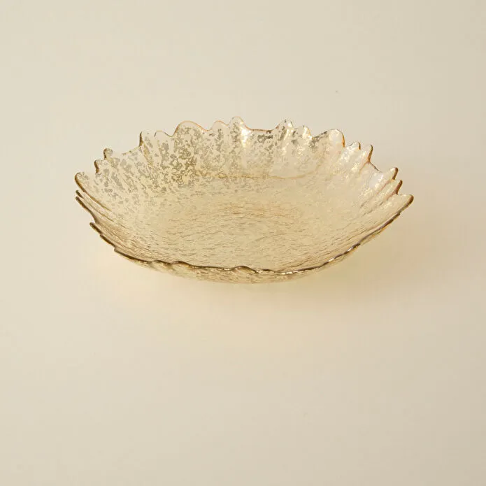 Karaca Home Jolie Gold Decorative Plate 33 cm Transparent Glass Luxury Accent