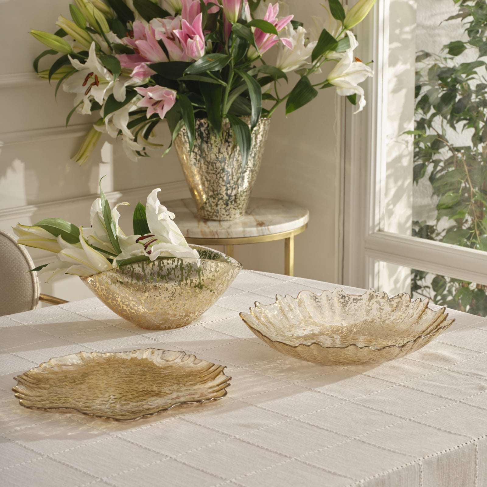 Karaca Home Jolie Decorative Plate 31 cm Gold Textured Scalloped Design New