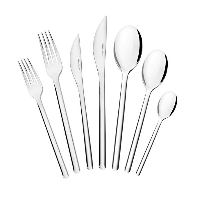 Karaca Premium Kendo Platinum 84-Piece Cutlery Set - 12 Person - Designer Stainless Steel