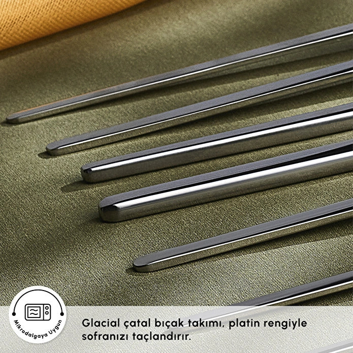 Karaca Elegance Glacial Platinum 84-Piece Cutlery Set 12 Person 18/10 Steel