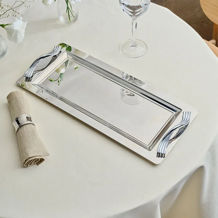 Karaca Ortho Rectangular Serving Tray 40x20cm Premium 18/10 Stainless Steel