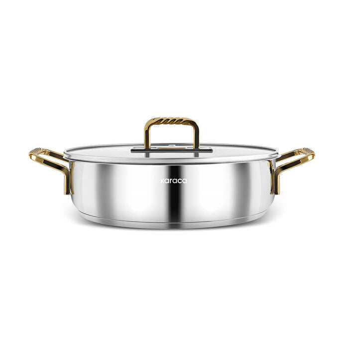 Karaca Gold Elegance 26 cm Stainless Steel Casserole Pot 3.52L 18/10