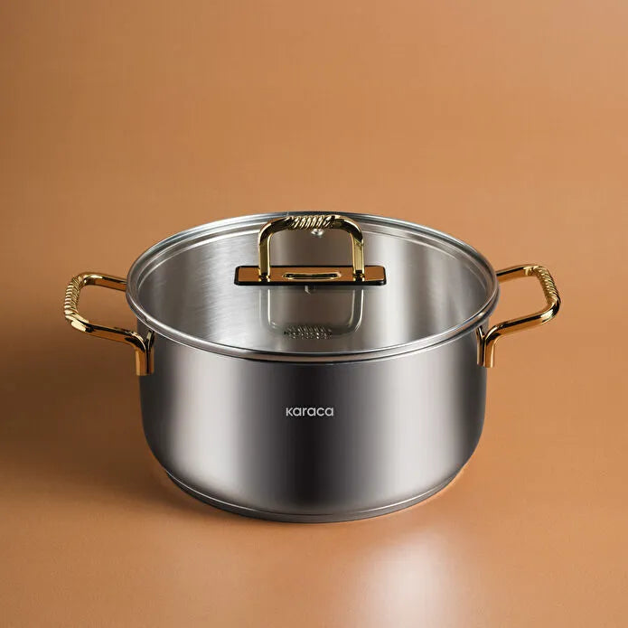 Karaca Gold Elegance 24 cm Stainless Steel Pot 5.28L 18/10 Induction
