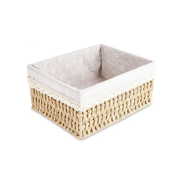 Karaca Olive Bread Basket 26cm Beige Cream Wicker Natural Woven Serving New