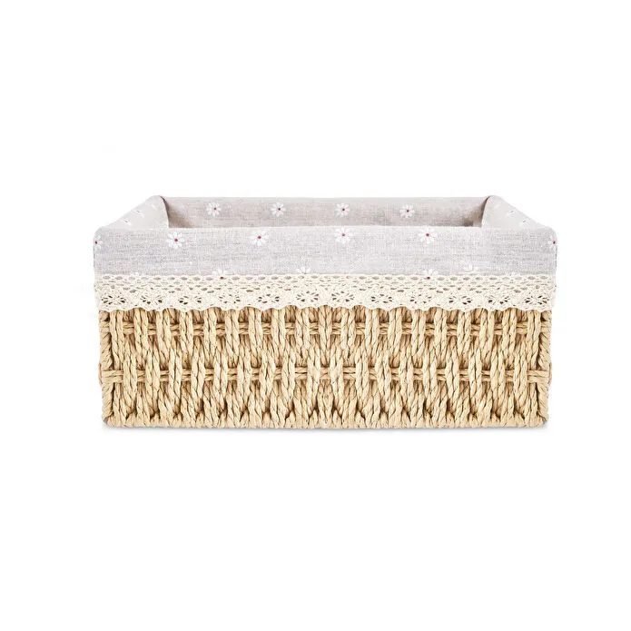 Karaca Olive Bread Basket 26cm Beige Cream Wicker Natural Woven Serving New