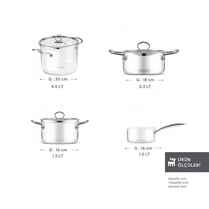 Karaca Amore 7-Piece Borosilicate Glass Cookware Set Heat Resistant Healthy