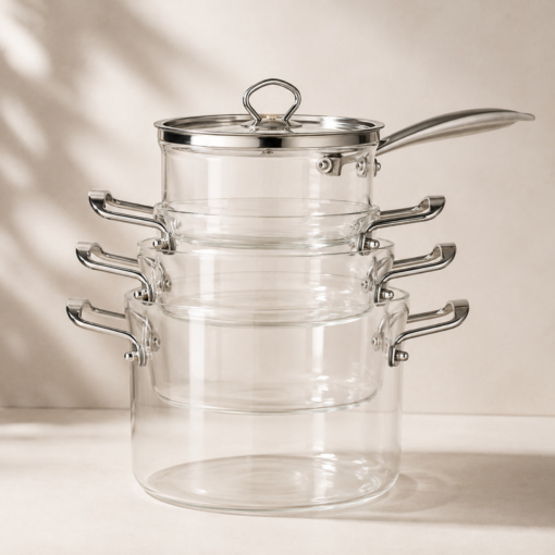 Karaca Amore 7-Piece Highly Heat-Resistant Borosilicate Glass Cookware Set