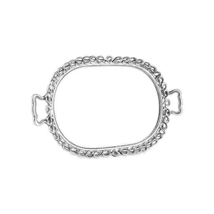 Karaca Home Corrine Decorative Tray 51x31.5cm Silver Mirror Base Oval Large
