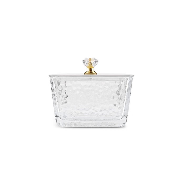 Karaca Maria 6-Piece Glass Serving Bowls Set with Gold Tray Stand and Lids