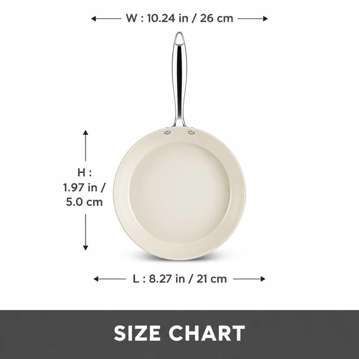 Karaca Swiss Crystal Almond Cream 26 cm Pan front view