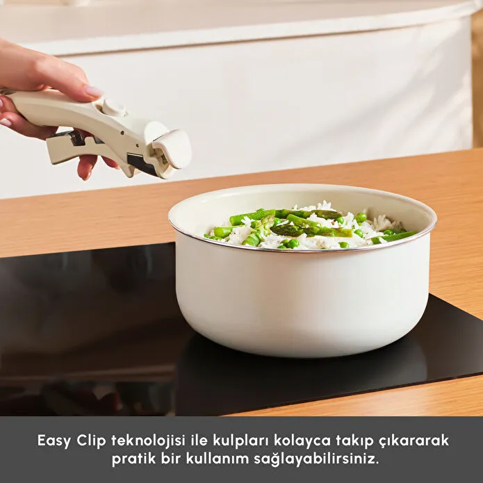 KaracaxRefika Swiss Crystal Almond Cream 7-Piece Easy Clip Pot and Pan Set New
