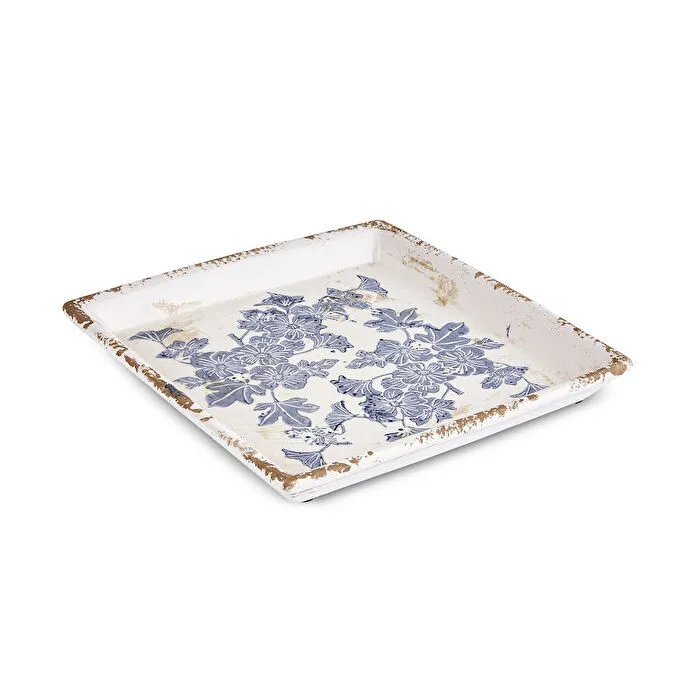 Karaca Home Mariner Decorative Plate 21.5 cm Blue White Floral Stoneware