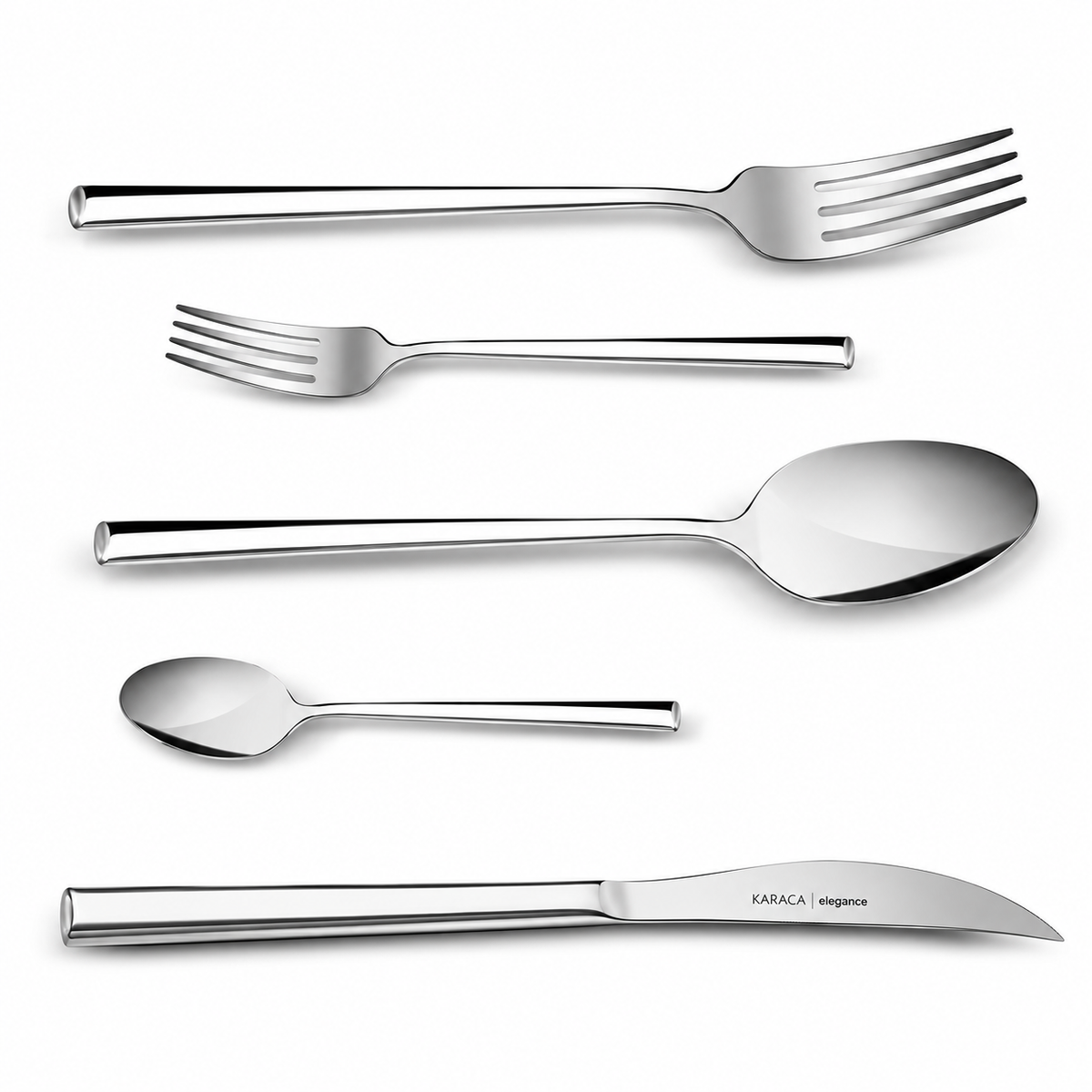 Karaca Tivoli 30-Piece 6-Person Silver Cutlery Set front view