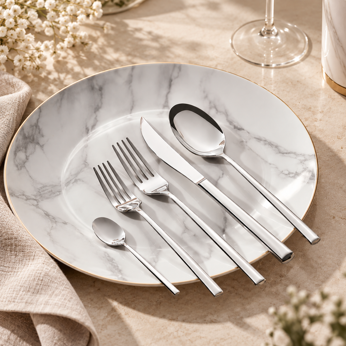 Karaca Tivoli 30-Piece 6-Person Silver Cutlery Set
