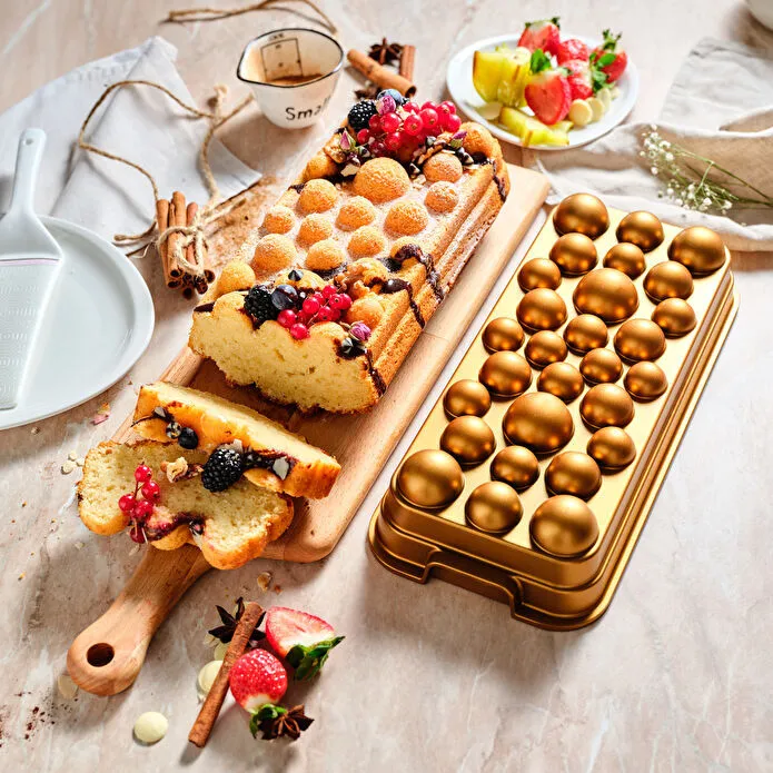 Karaca Aster Baton Cast Aluminum Cake Pan Gold Rectangular 33cm Baking Mold