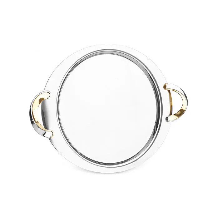 Karaca Serra Round Serving Tray 41cm Premium 18/10 Stainless Steel Silver