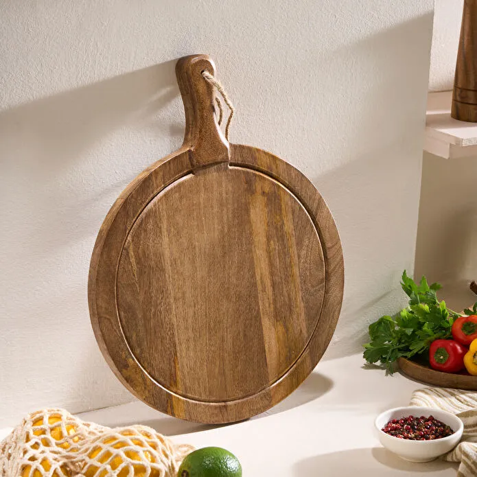 Karaca Premium Mango Oval Cutting and Serving Board 36x28cm Food-Safe Natural