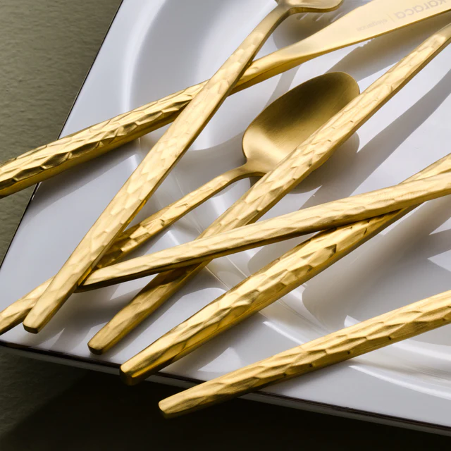 Karaca Callisto 84-Piece Cutlery Set 12 Person Gold 18/10 Stainless Steel New