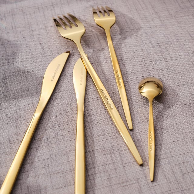 Karaca Camille 84-Piece Cutlery Set 12 Person Gold 18/10 Stainless Steel New