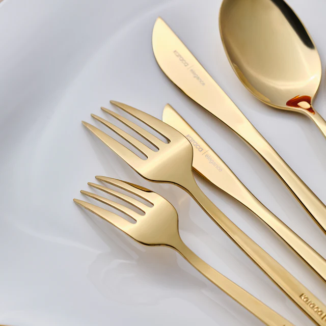 Karaca Camille 84-Piece Cutlery Set 12 Person Gold 18/10 Stainless Steel New