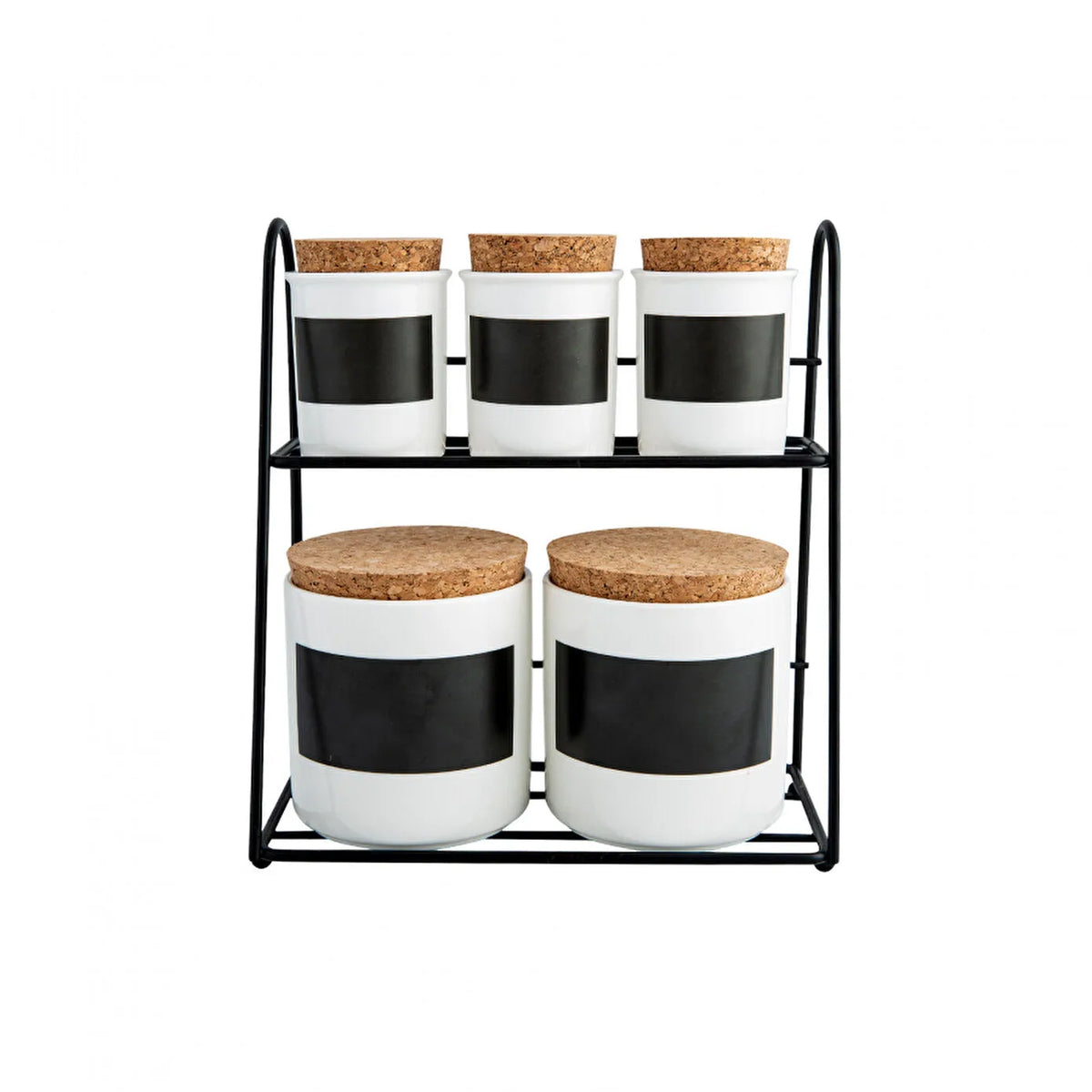 Karaca 5-Piece Porcelain White Spice Rack Set kitchen