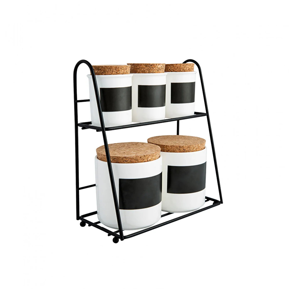 Karaca 5-Piece Porcelain White Spice Rack Set detail