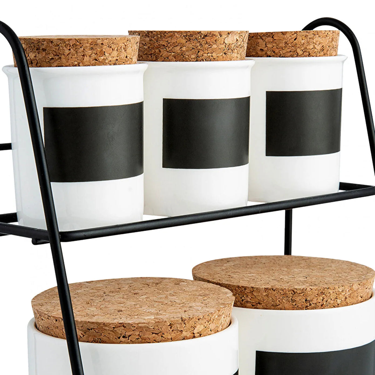 Karaca 5-Piece Porcelain White Spice Rack Set close-up