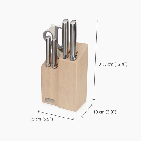 Joseph Joseph Elevate Fusion 5-Piece Knife & Scissor Set with Beechwood Block - 10577