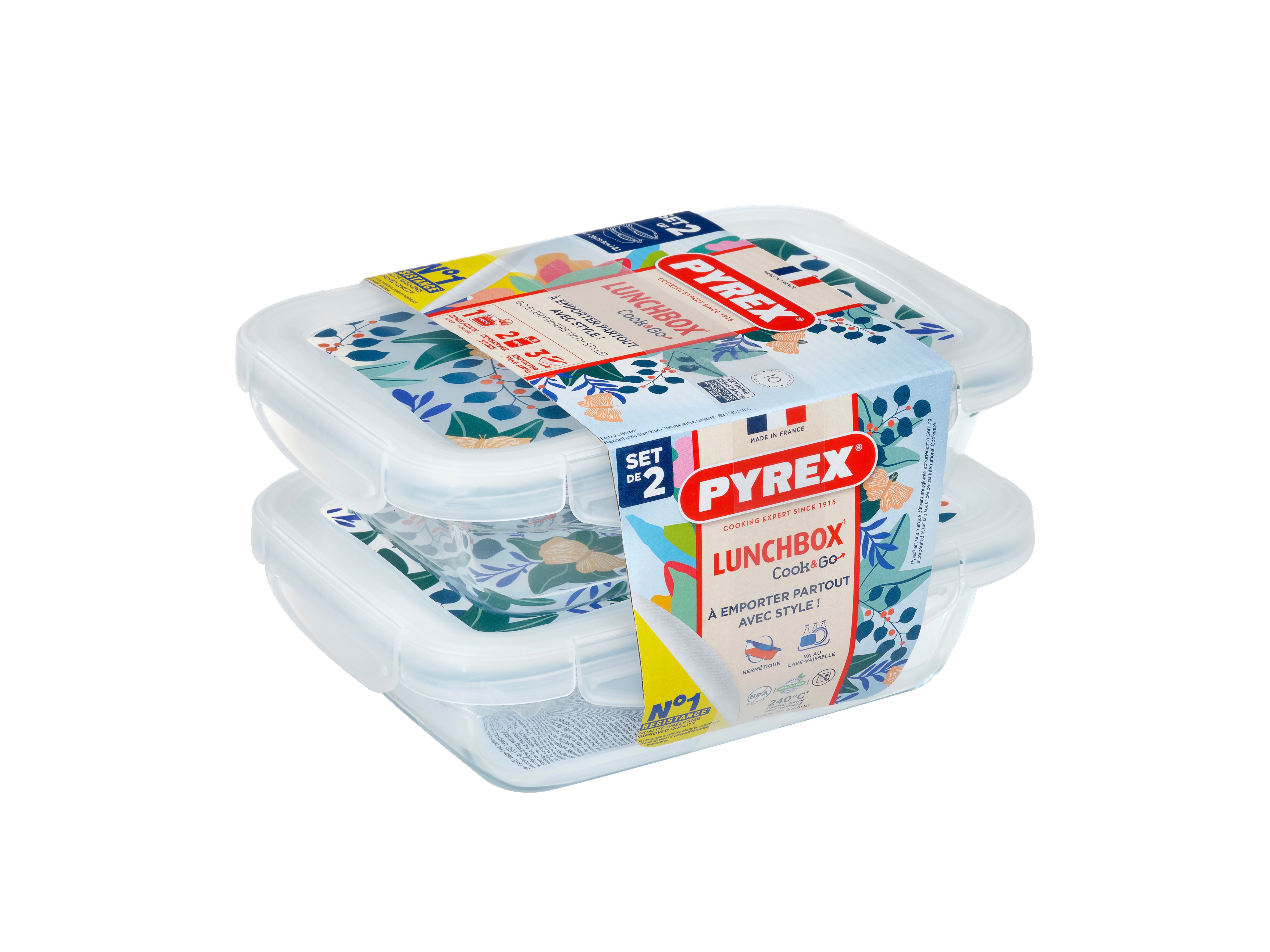 Pyrex Set of 2 Rectangular Dishes + Lid Cook&Go – Buy in Lebanon