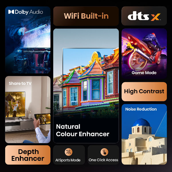 Hisense 43" Full HD Smart TV VIDAA OS Frameless Design DTS Virtual X Audio