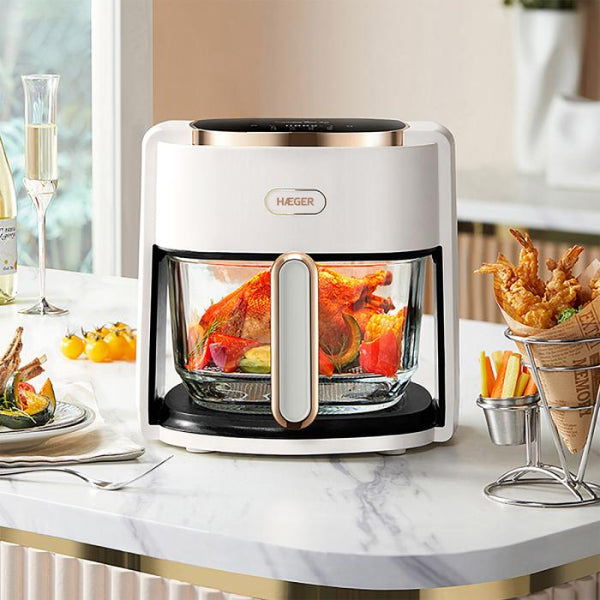 Haeger Air Glass Digital Air Fryer 4.5L Tempered Glass Bowl 360 Hot Air Cook