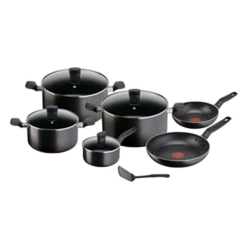 Tefal Dark Stone 11 Pc Cookware Set Non-Stick Pots Pans 22/24/28cm Stewpots