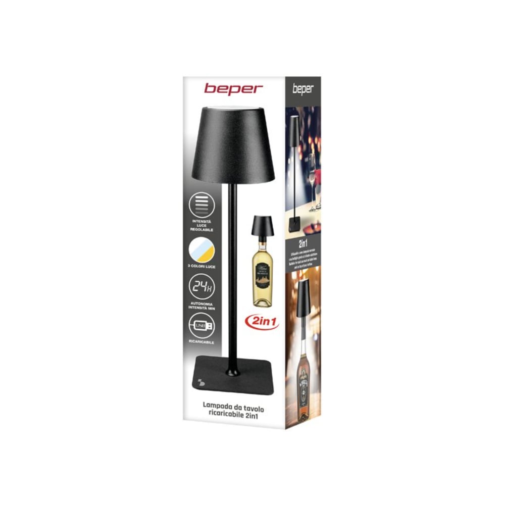 Beper Rechargeable Table Lamp 2 In 1 - Black – Buy in Lebanon