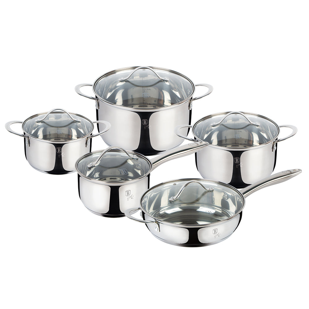 Berlinger Haus 10pc Cookware Set Silver Jewelry 18/10 Stainless Steel BH-6660