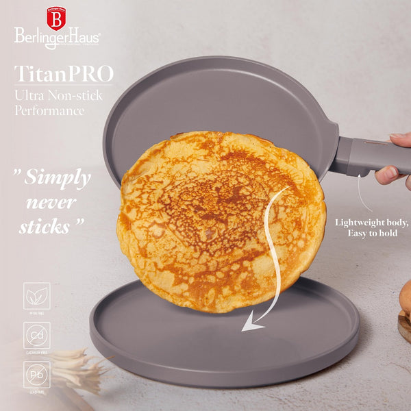 Berlinger Haus 28cm Pancake Pan Taupe Matt Cream TitanPro Non-Stick Induction