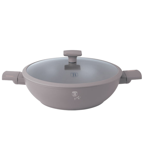 Berlinger Haus 30cm Shallow Pot With Lid Taupe TitanPro Non-Stick Induction