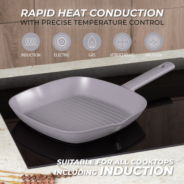 Berlinger Haus 28cm Grill Pan Taupe Matt Cream TitanPro Non-Stick Induction