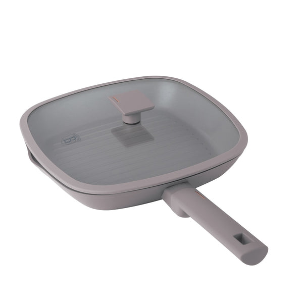 Berlinger Haus 28cm Grill Pan With Lid Taupe TitanPro Non-Stick Induction