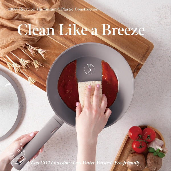 Berlinger Haus 15pc Cookware Set Taupe TitanPro Non-Stick Strainer Lid Induction