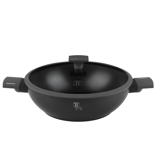 Berlinger Haus 30cm Wok Pan With Lid Anthracite TitanPro Non-Stick Induction