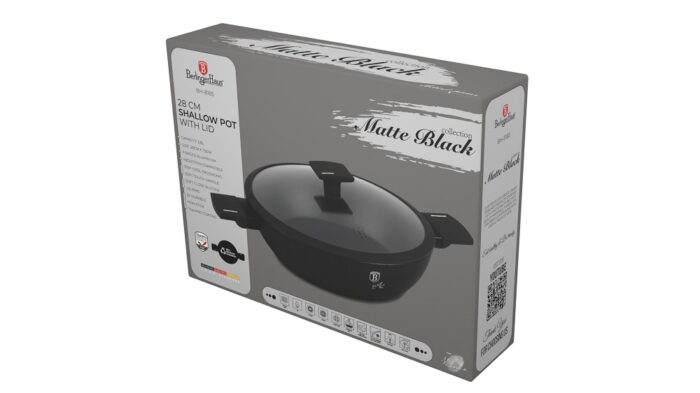 Berlinger Haus Black Matt Collection Shallow Pot 28cm – With Lid – view 2
