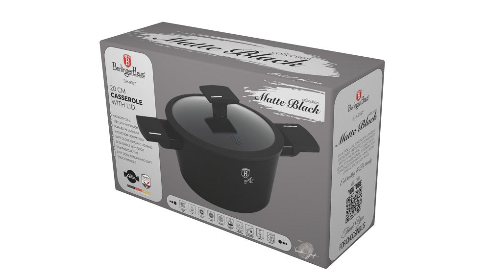 Berlinger Haus Black Matt Collection Casserole 20cm – With Lid – view 5