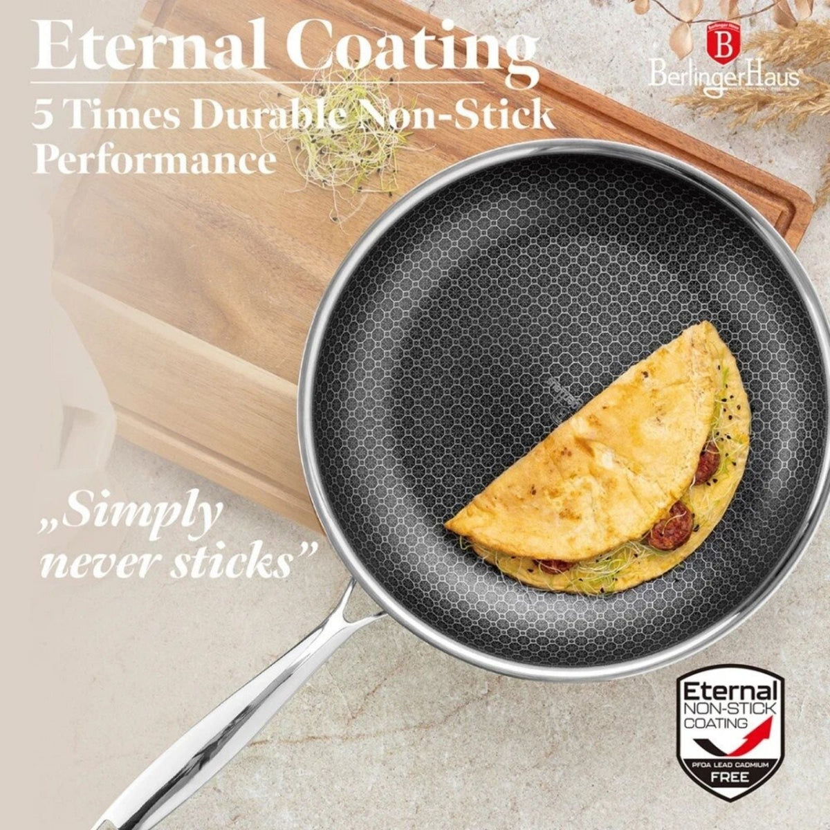 Berlinger Haus Eternal Collection Frying Pan 30cm – Stainless Steel – view 3