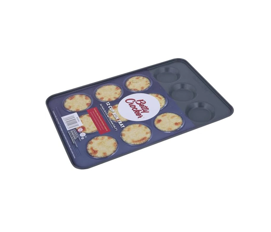 Betty Crocker Non-Stick Bun Tray 12 Cups – Dark Grey