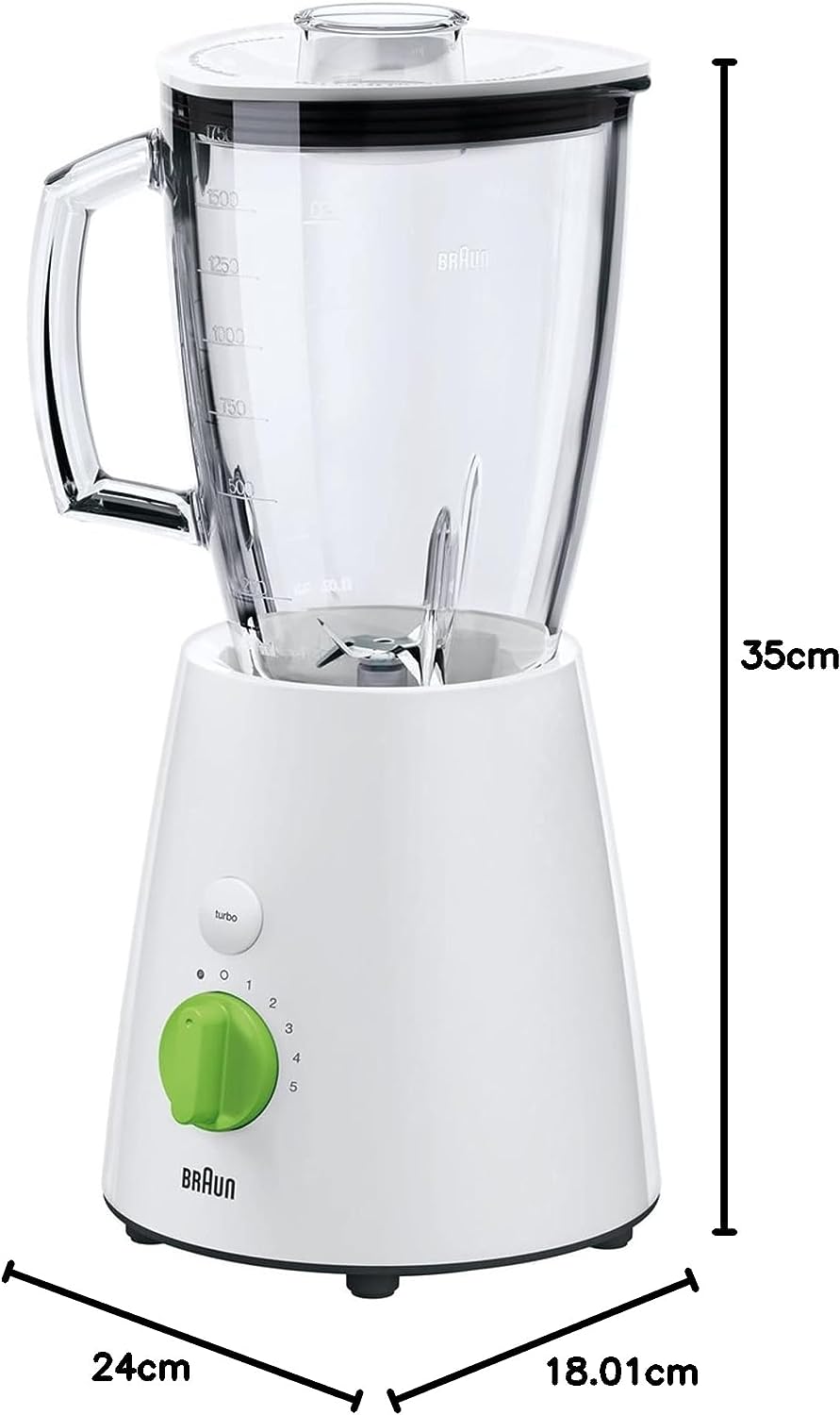 Braun PowerBlend 3 Blender 800W ThermoResist Glass Jug Triangular Shape White