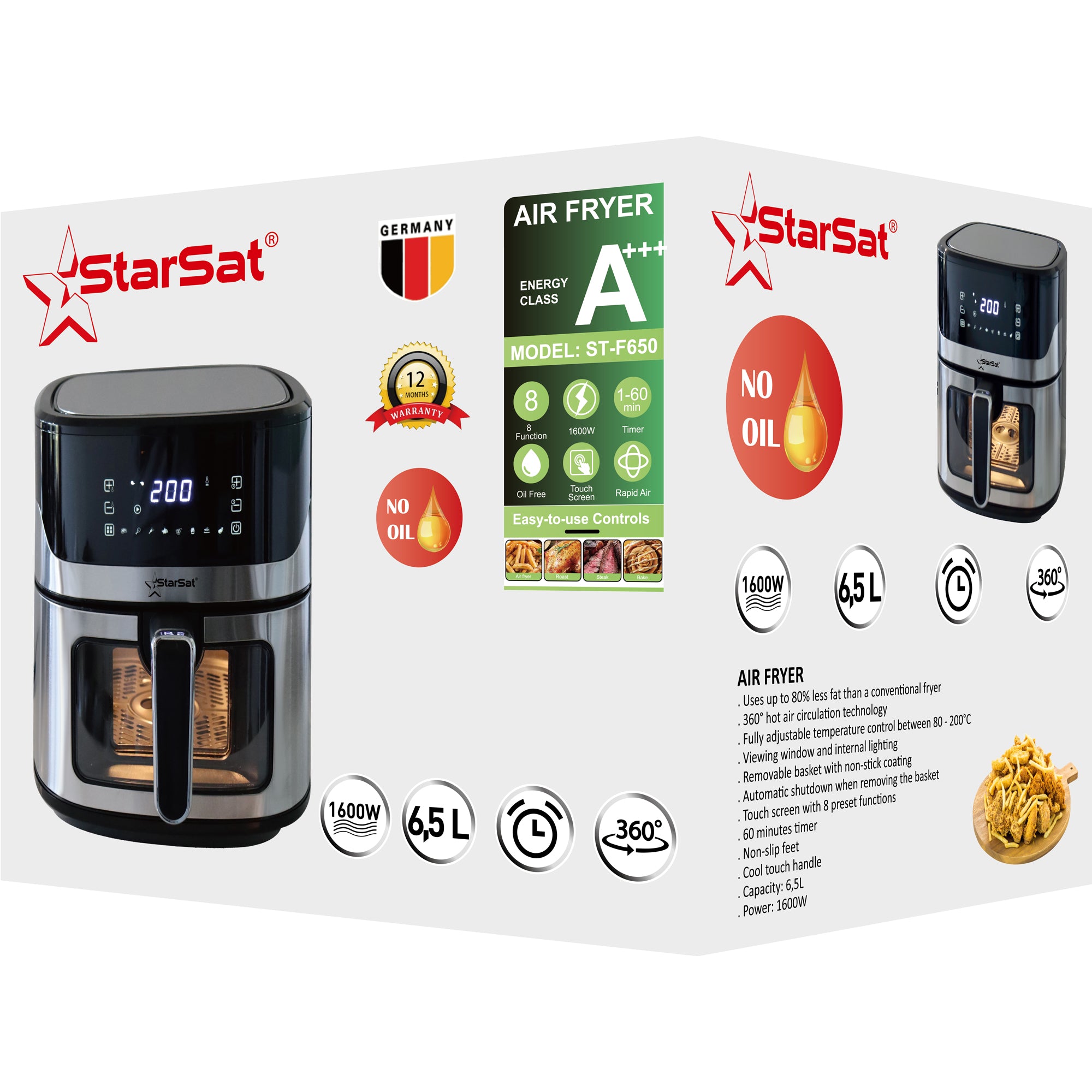 Star-Sat Star Sat Air Fryer 1600W: Healthy Cooking With 360°